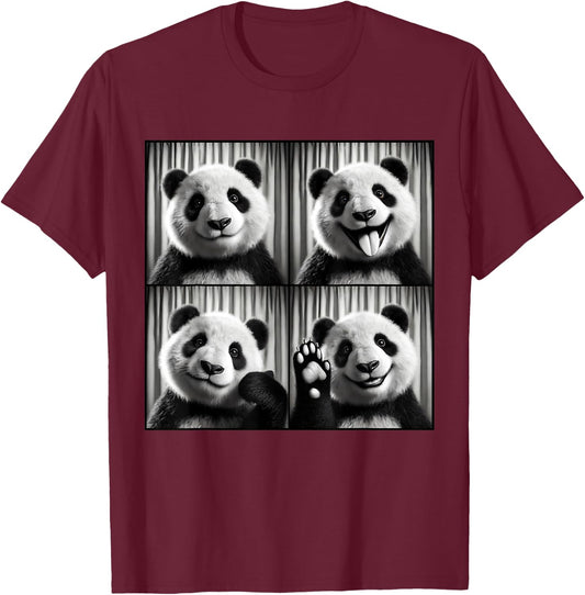 Cute Panda Selfie Photo Funny Photobooth Panda Lover T-Shirt - T-Shirt | Maroon