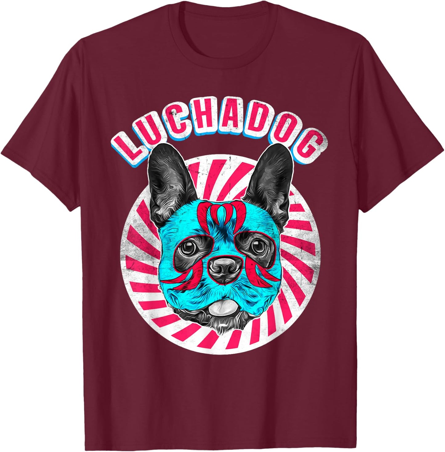 Luchadog Mexican Wrestling - Lucha Luchador Dog Wears Mask T-Shirt - T-Shirt | Maroon