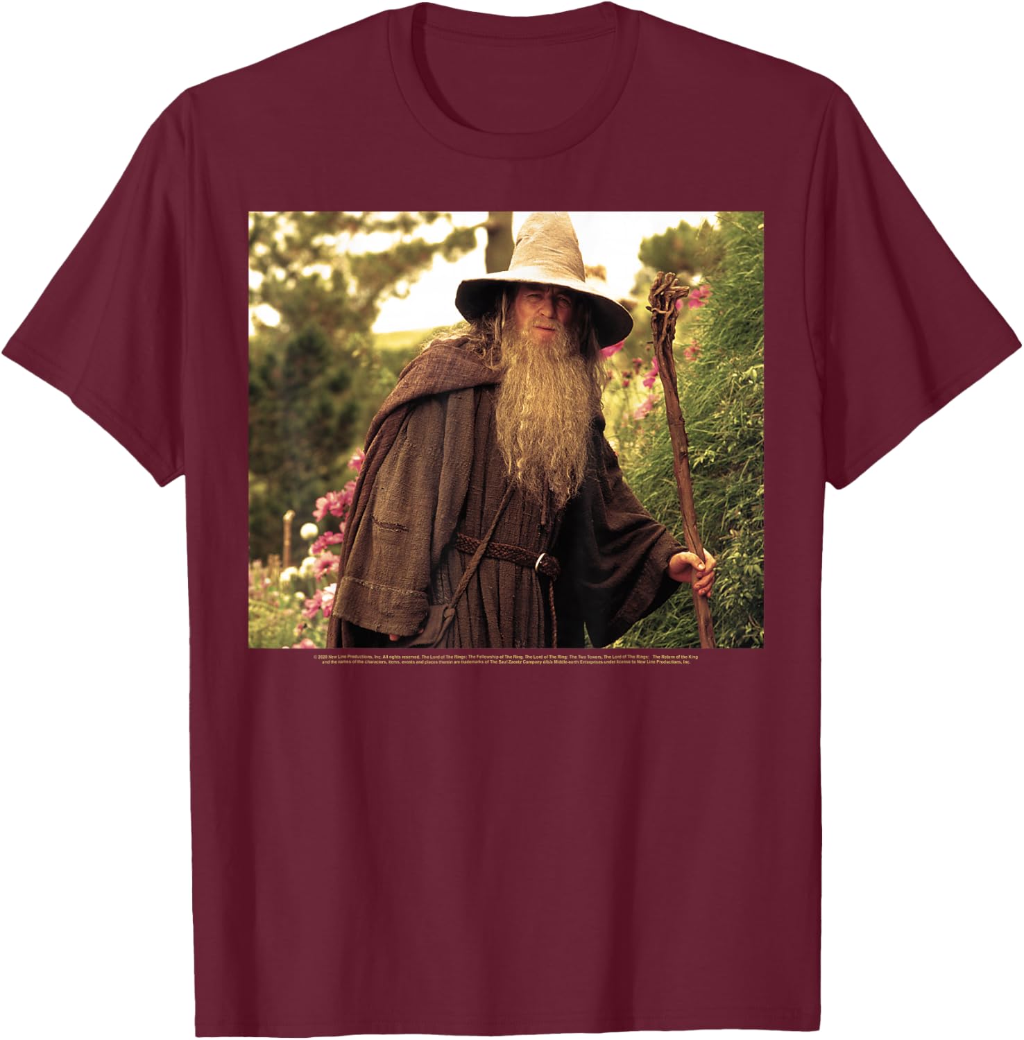 The Lord Of The Rings Gandalf Traveling Portrait T-Shirt - T-Shirt | Maroon