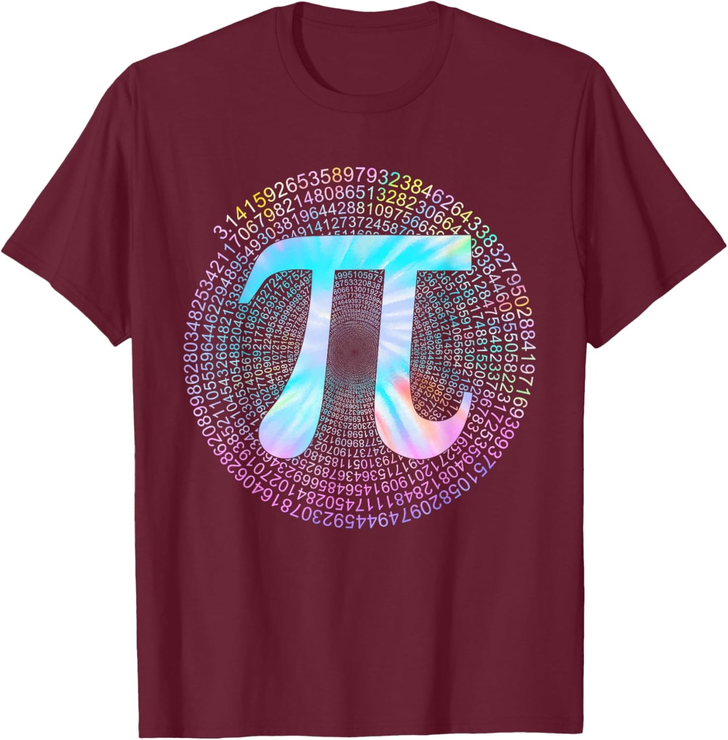 Tie Dye Pi 3,14 Pi Number Symbol Math Science Pi Day T-Shirt - T-Shirt | Maroon