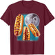 Three Hot Dogs Glizzy Moon Howling Funny Meme T-Shirt - T-Shirt | Maroon
