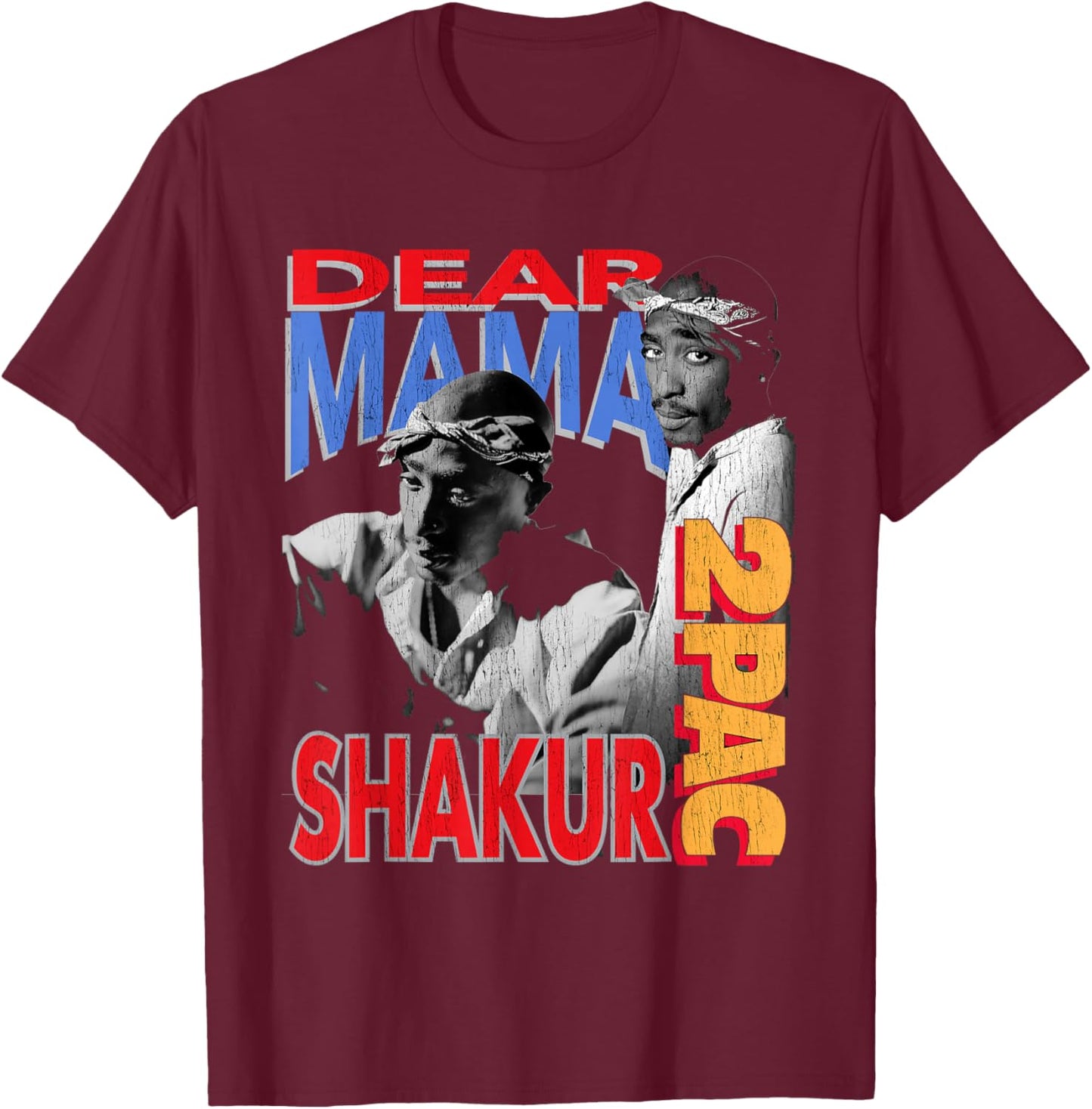 Official Tupac Dear Mama 2PAC T-Shirt - T-Shirt | Maroon