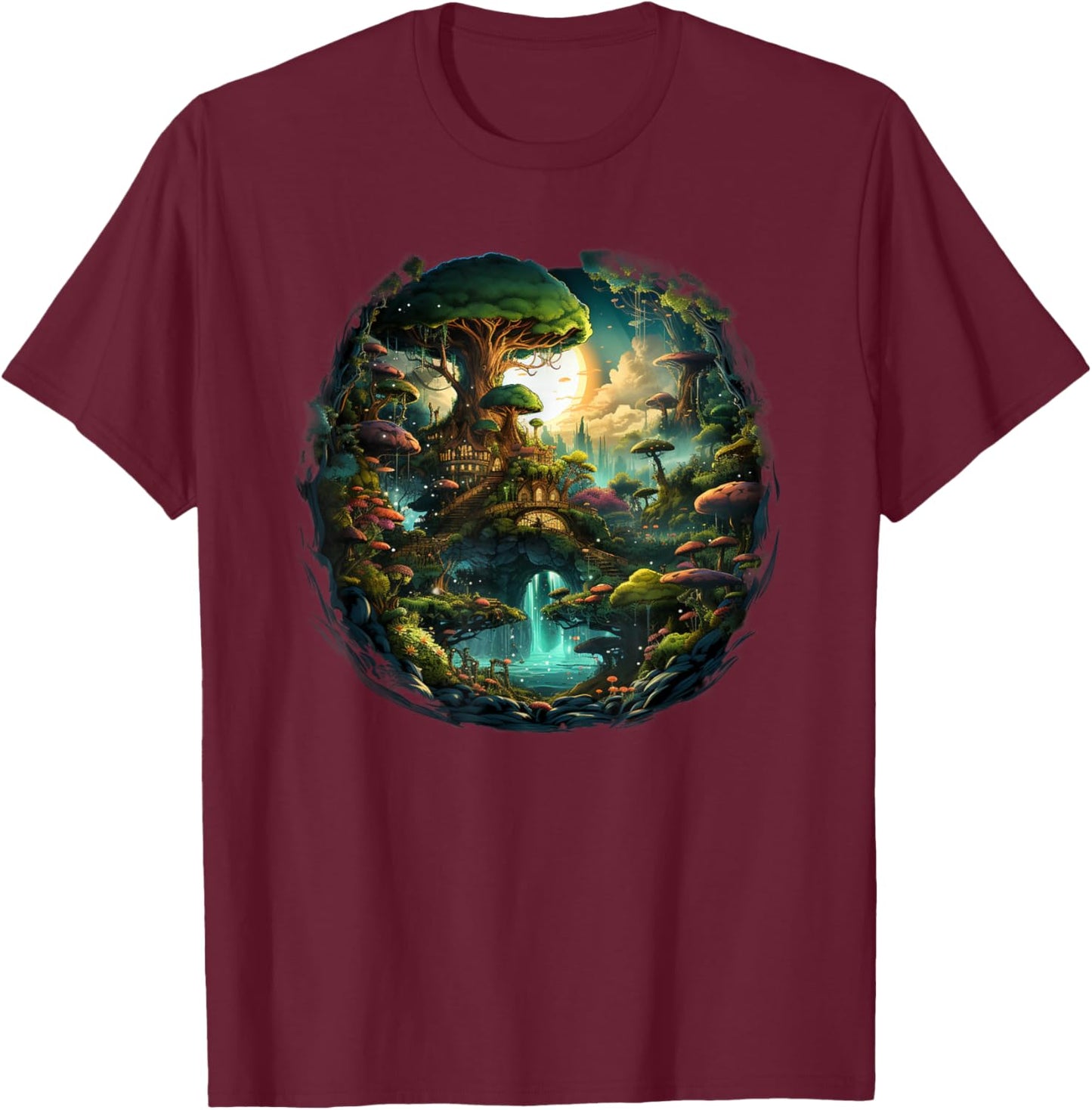 Enchanted Forest of Geek and Nature T-Shirt - T-Shirt | Maroon