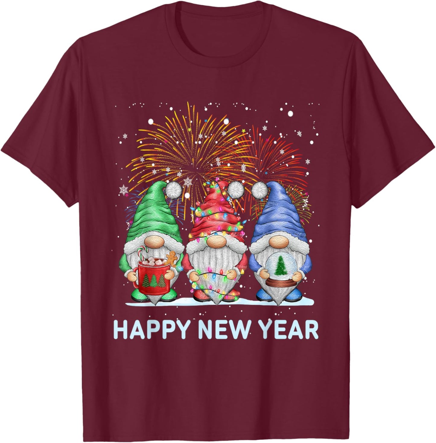 New Years Eve Party Gnomes Matching Family Outfit Costume T-Shirt - T-Shirt | Maroon