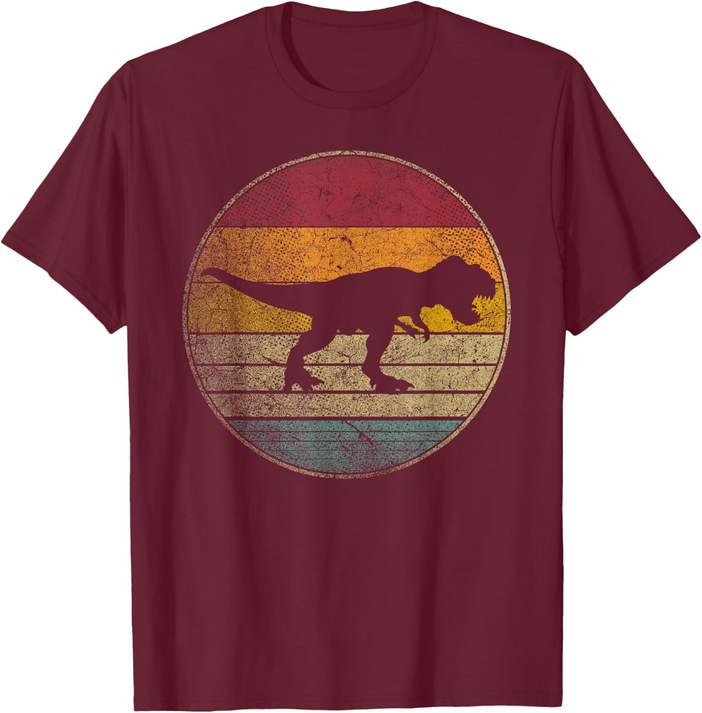 Tyrannosaurus T Rex Dinosaur Vintage Distressed Retro Style T-Shirt - T-Shirt | Maroon
