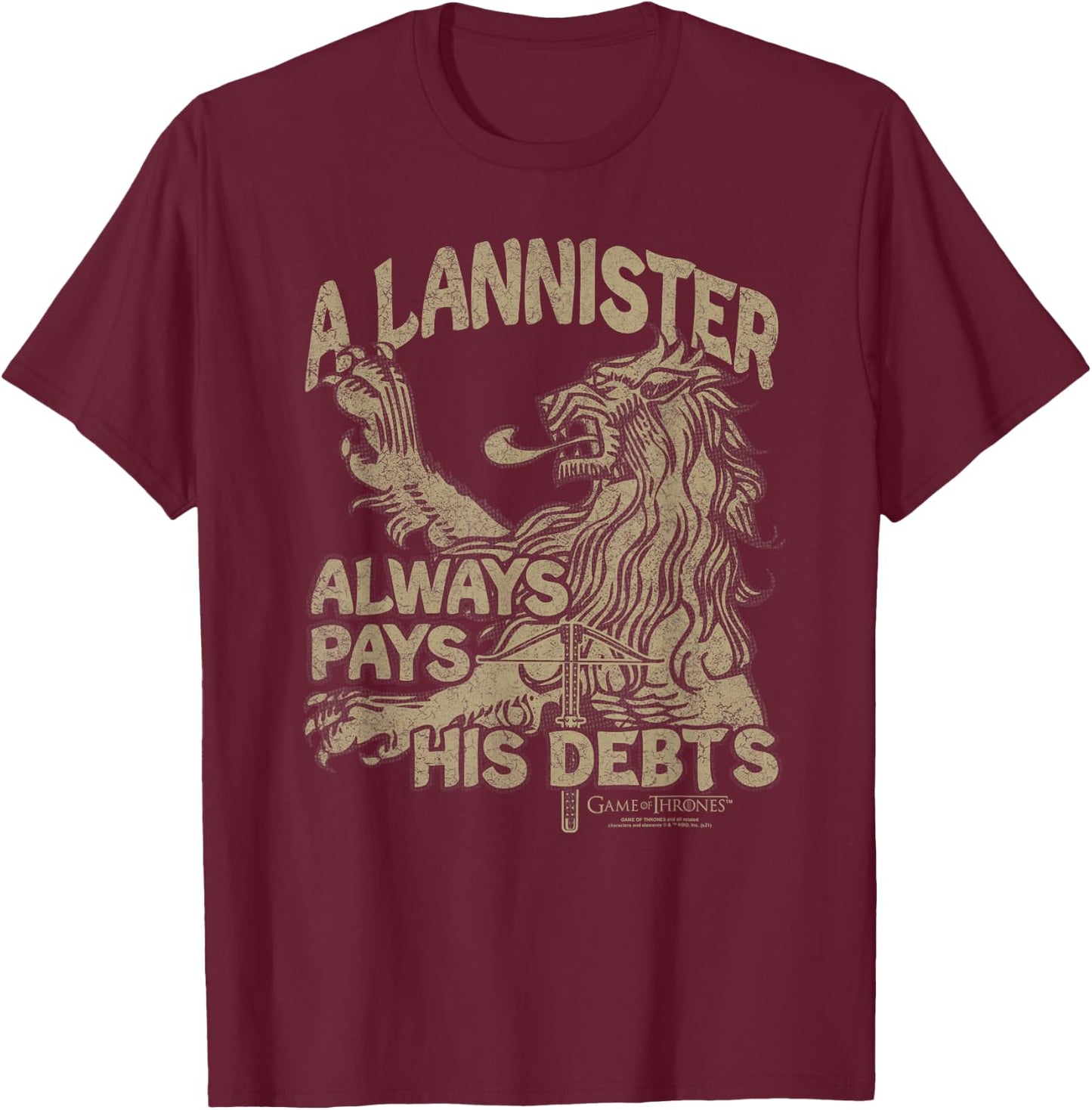 Game of Thrones A Lannister Always Pays His Debts T-Shirt - T-Shirt | Maroon