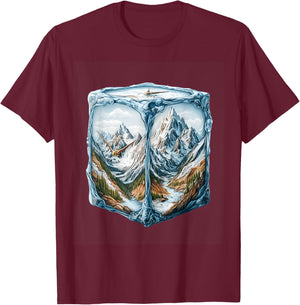 Adventure Scene with Clock in Ice T-Shirt - T-Shirt | Maroon