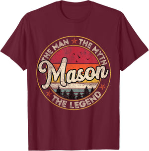 Mason The Man The Myth The Legend Personalized Name T-Shirt - T-Shirt | Maroon