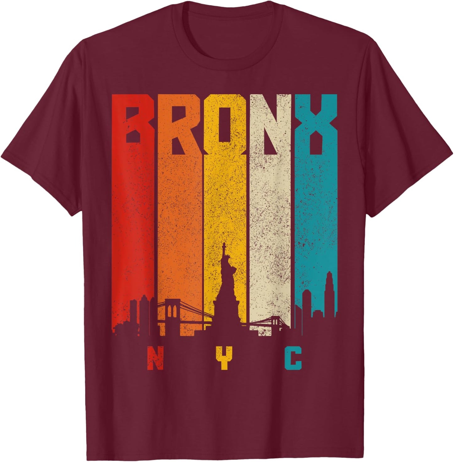 Vintage Bronx NYC NY New York City Retro Skyline Pride T-Shirt - T-Shirt | Maroon