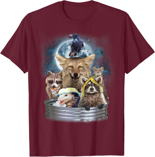 Trash Animals Howling at the Moon Shirt - Funny Team Trash T-Shirt - T-Shirt | Maroon