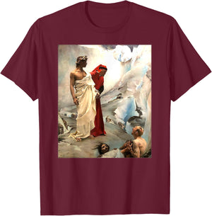 Dante and Virgil in Hell by Gustave Courtois (1879) T-Shirt - T-Shirt | Maroon