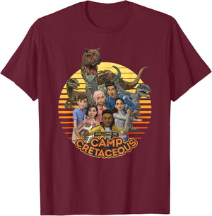Jurassic World: Camp Cretaceous Group Shot Welcome Small T-Shirt - T-Shirt | Maroon