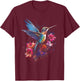 Hummingbird Floral Bird Artwork T-Shirt - T-Shirt | Maroon