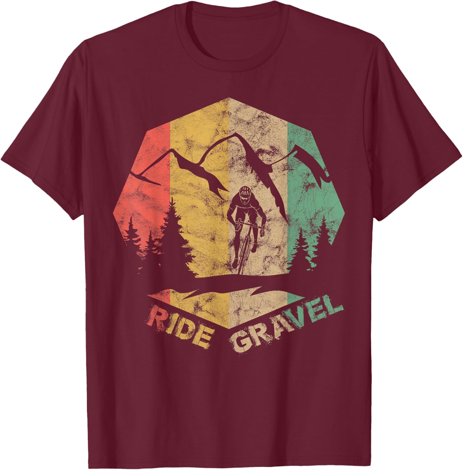 Vintage Gravel Bike Road Bike Ride Gravel Cyclocross Cyclist T-Shirt - T-Shirt | Maroon
