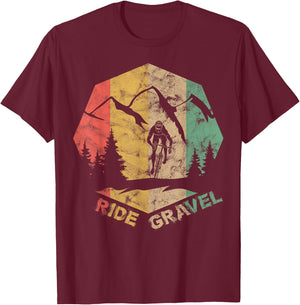 Vintage Gravel Bike Road Bike Ride Gravel Cyclocross Cyclist T-Shirt - T-Shirt | Maroon
