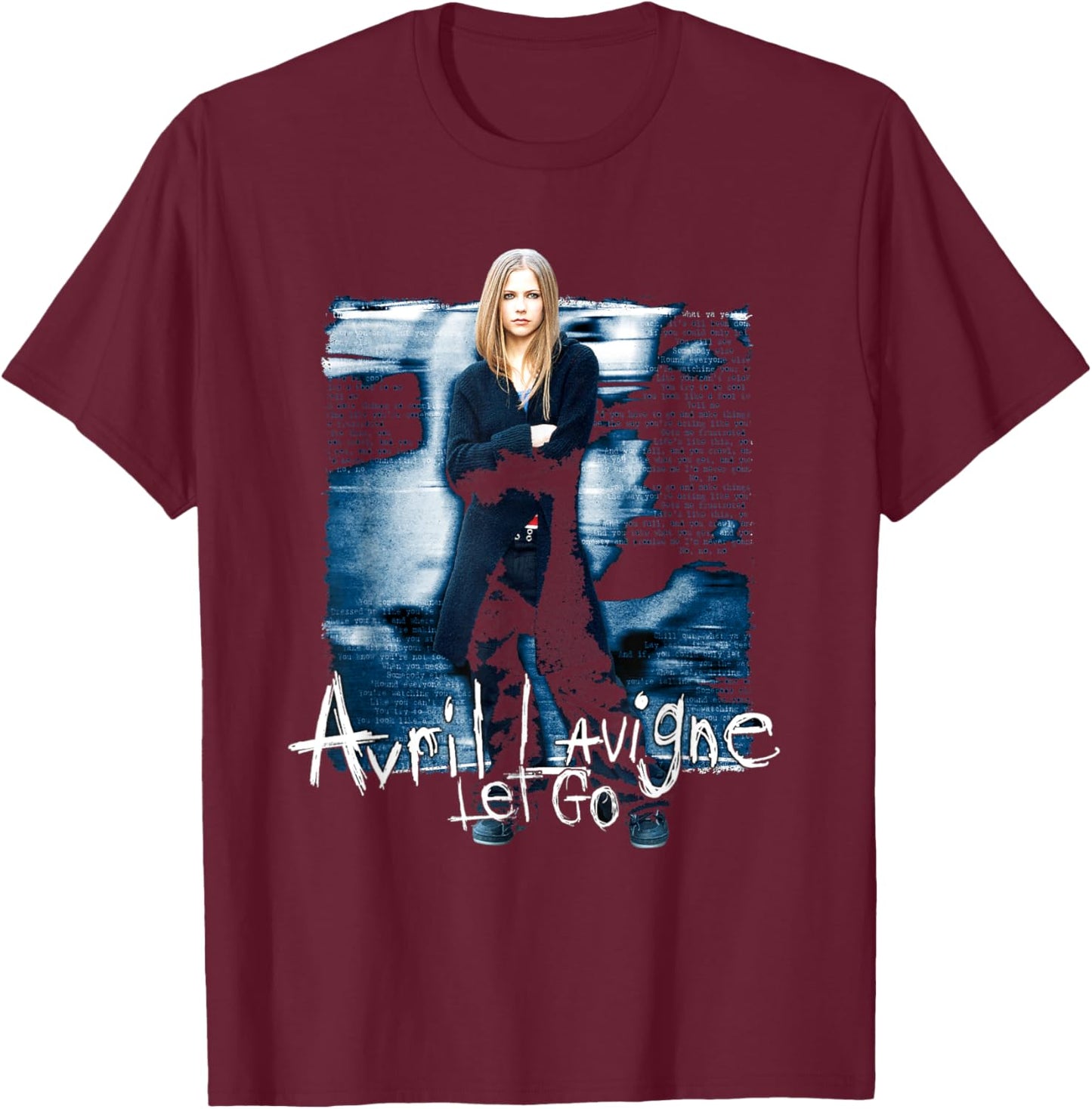 Avril Lavigne Official Let Go - Black, -Adults, Small, Short Sleeve, Classic Fit, Cotton, Polyester T-Shirt - T-Shirt | Maroon