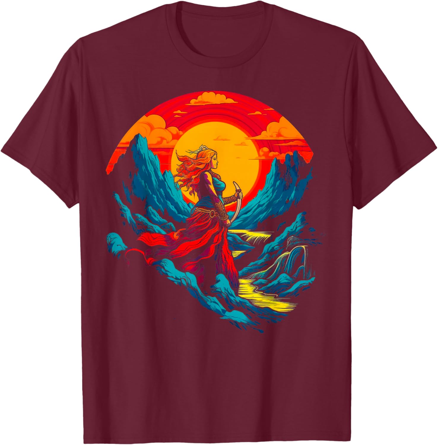 Freya Norse Mythology Viking T-Shirt - T-Shirt | Maroon