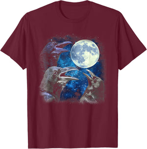 Crows Howling At The Moon - Funny Crow Bird T-Shirt - T-Shirt | Maroon