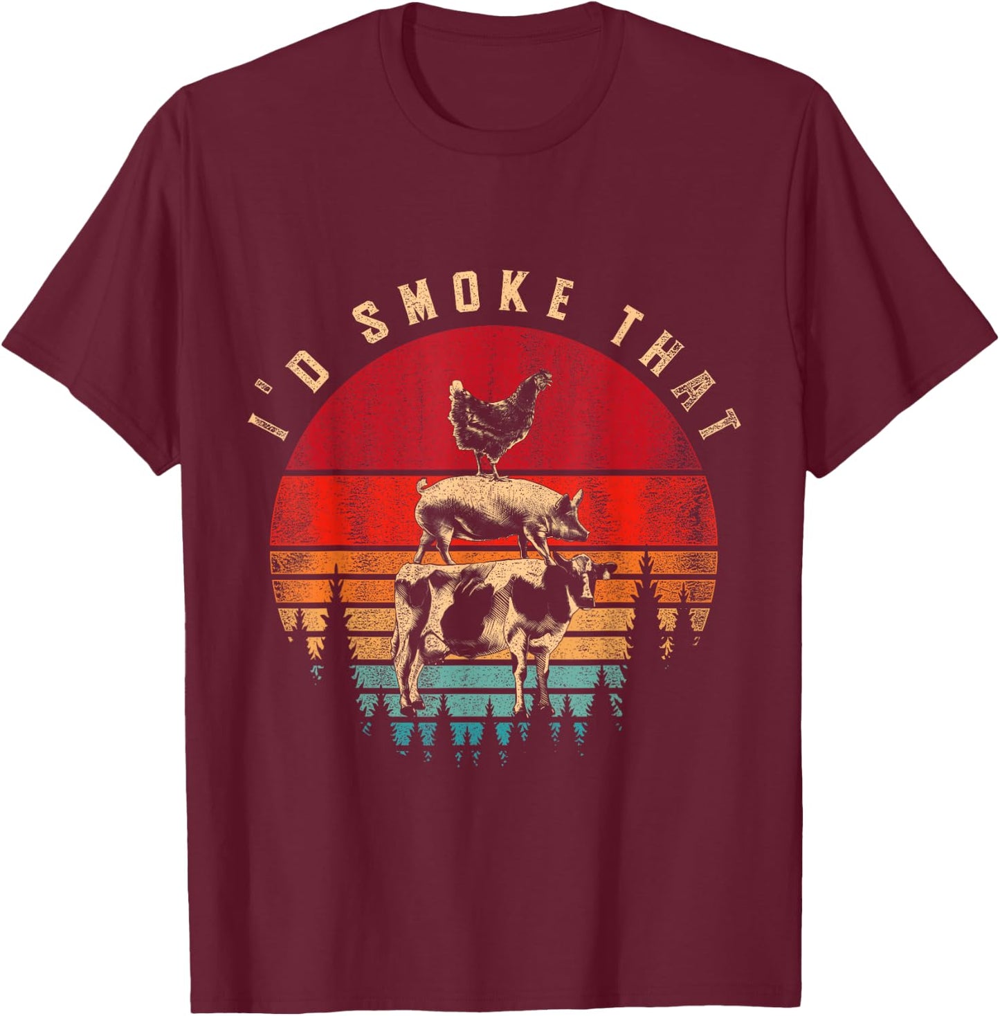 Id Smoke That Funny Smoked Meat BBQ Chef Barbecue T-Shirt - T-Shirt | Maroon