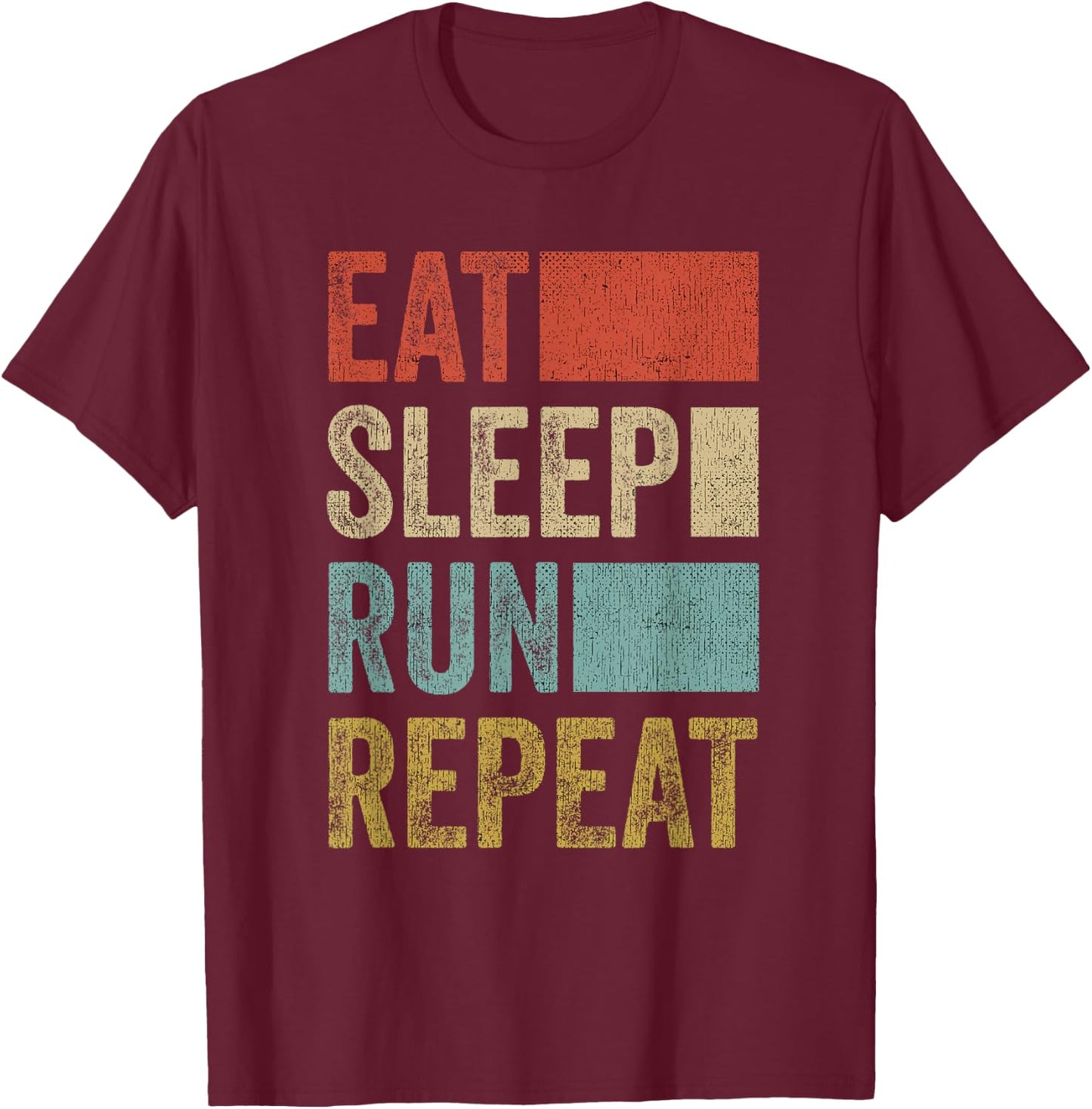 Running Jogging Gift Retro Eat Sleep Run T-Shirt - T-Shirt | Maroon
