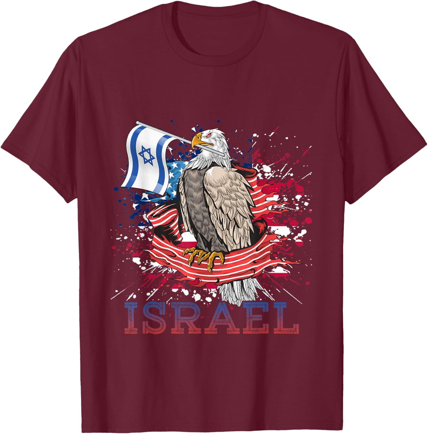 Patriotic Eagle Star Of David Israeli Jew Gift Israel Women Kids Men T-Shirt - T-Shirt | Maroon