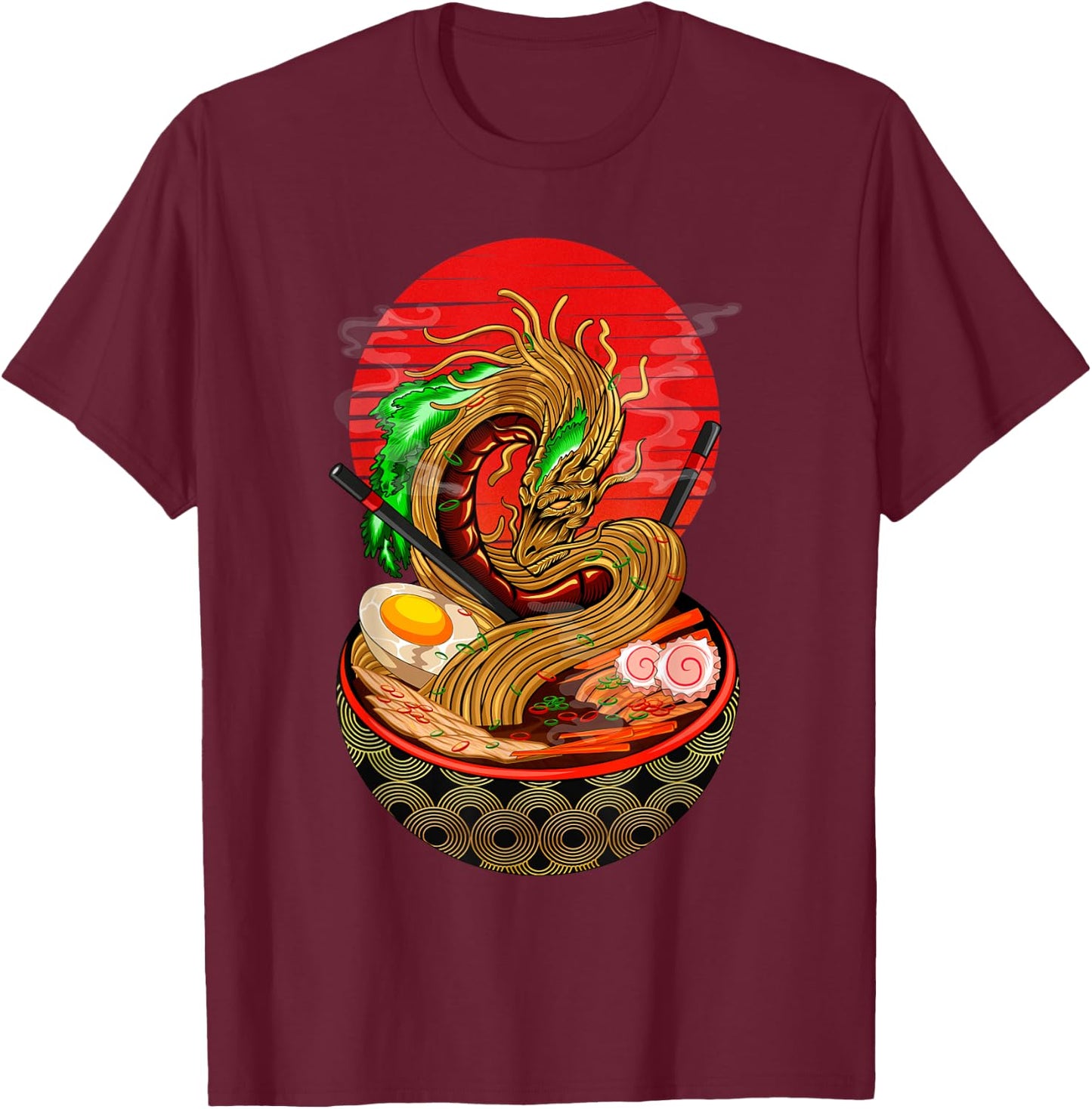 Kawaii Ramen Funny Japanese Asian Noodles Dragon T-Shirt - T-Shirt | Maroon
