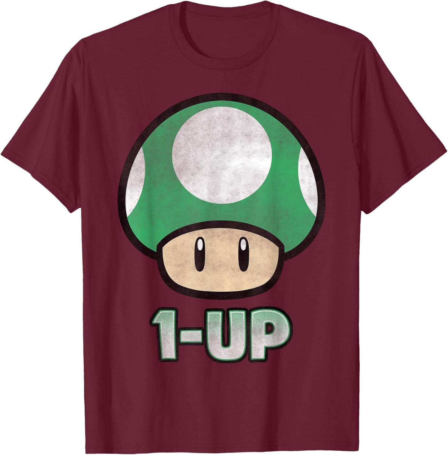 Super Mario 1-Up Mushroom T-Shirt - T-Shirt | Maroon