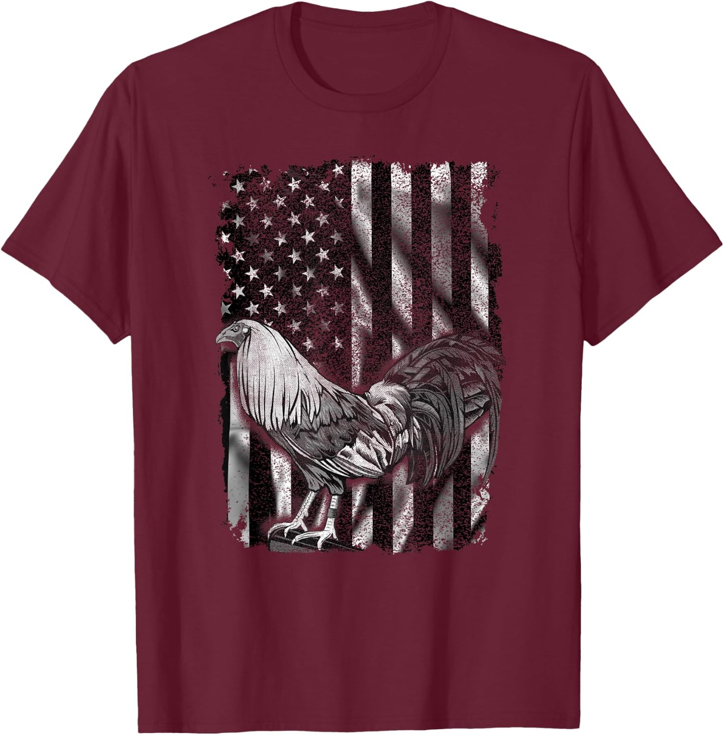 US Flag Cock Fight Enthusiast T Shirt - Cock Fight Shirt T-Shirt - T-Shirt | Maroon