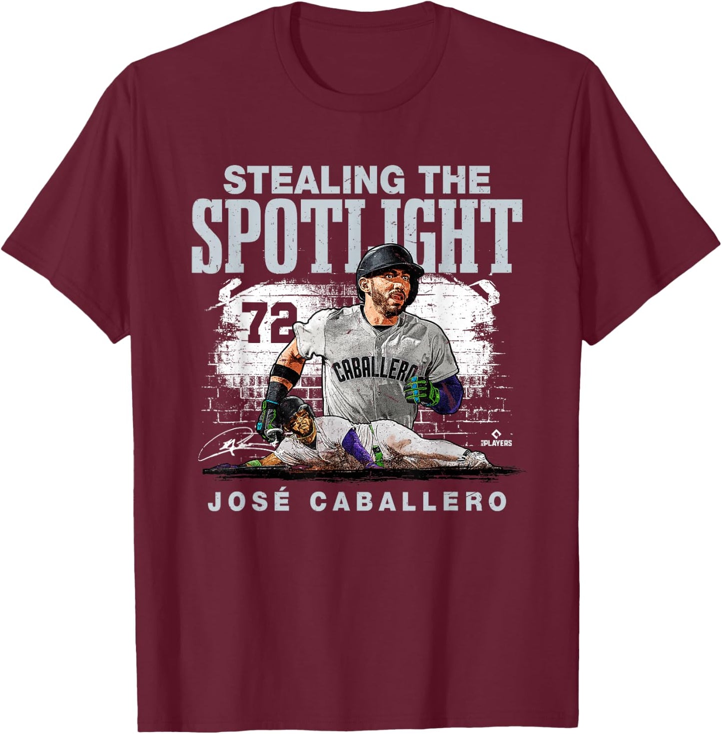 Stealing The Spotlight José Caballero New York MLBPA T-Shirt - T-Shirt | Maroon