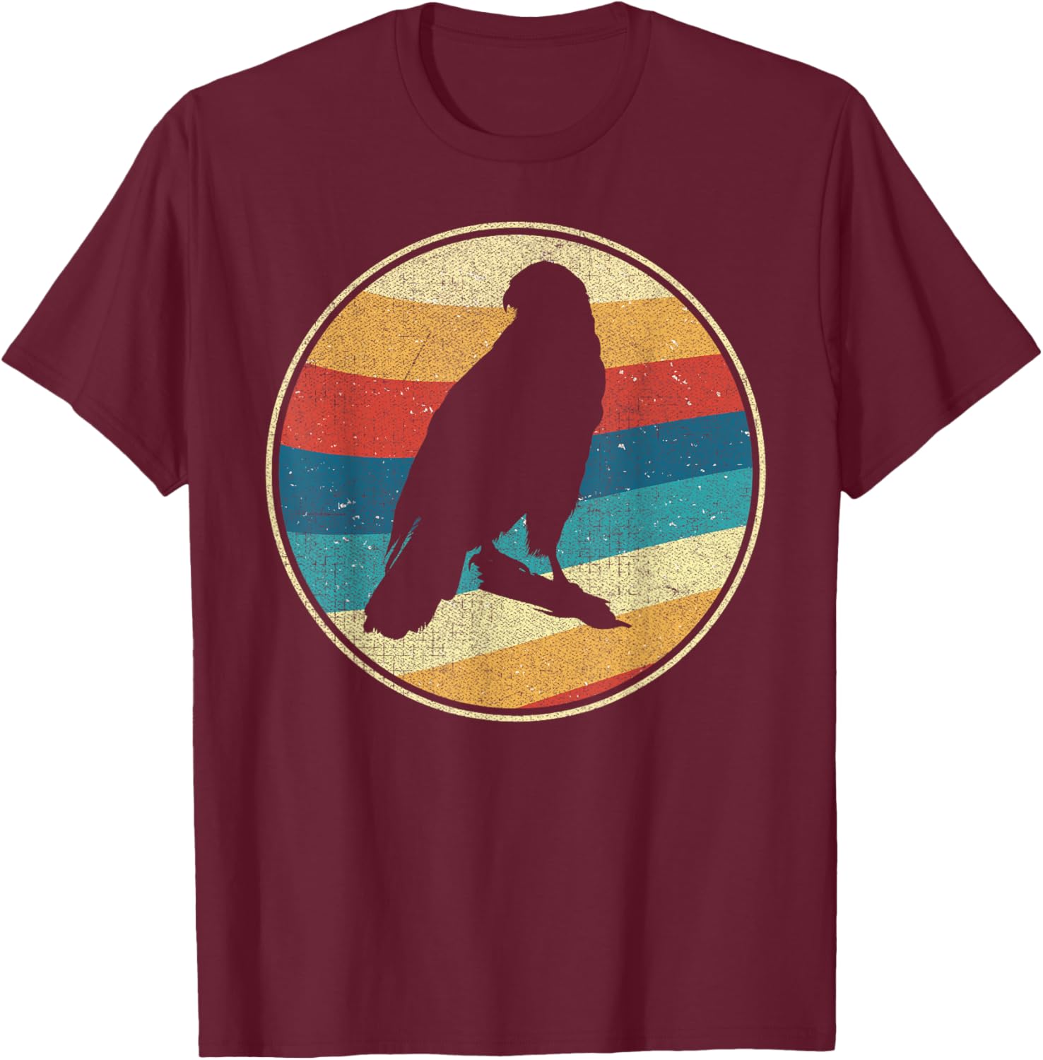 Vintage Hawk 80s 90s Retro Distressed Bird Nerds T-Shirt - T-Shirt | Maroon