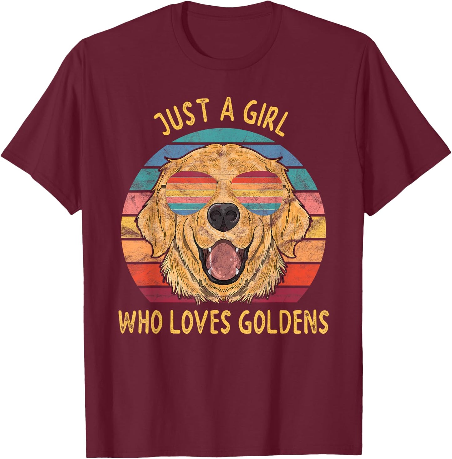 Girl Loves Golden Retrievers Dog Gifts T-Shirt - T-Shirt | Maroon