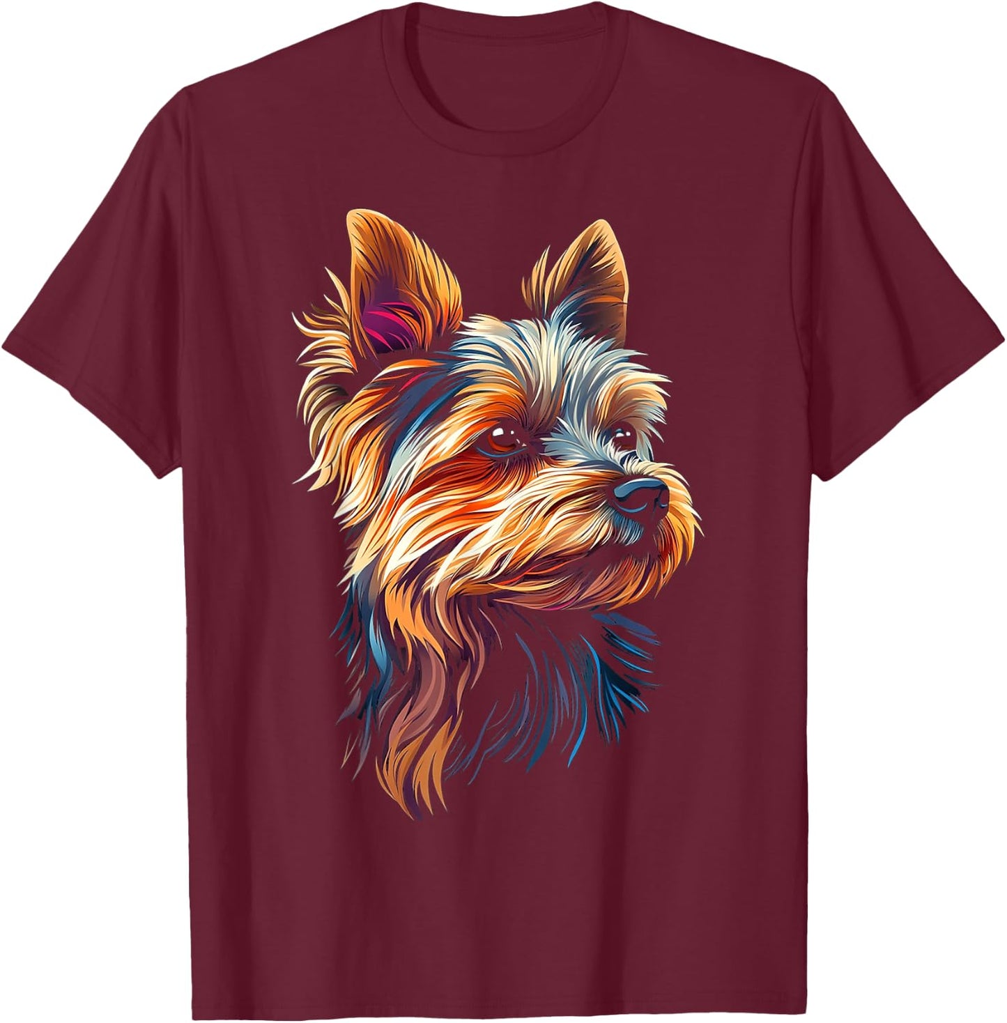 Silky Terrier Dog Motif Pet Illustration Silky Terrier Women Kids T-Shirt - T-Shirt | Maroon