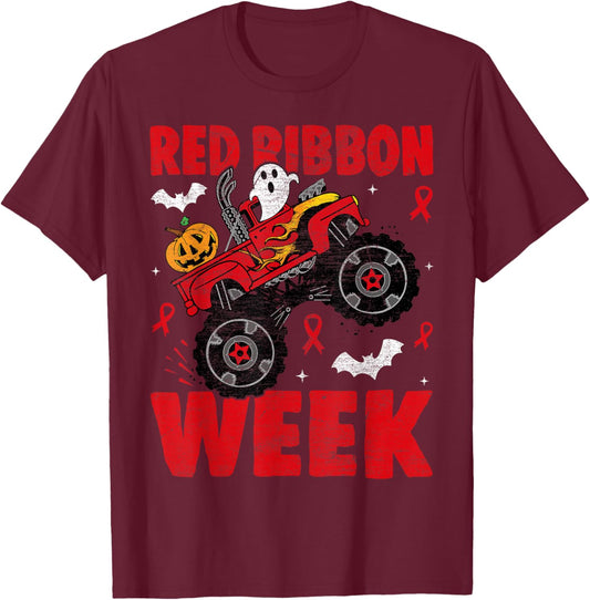 Red Ribbon Week Awareness Halloween Women Men Toddler Kids T-Shirt - T-Shirt | Maroon