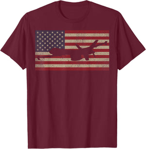 MQ-9 Reaper Guardian UAV Drone American Flag T-Shirt - T-Shirt | Maroon