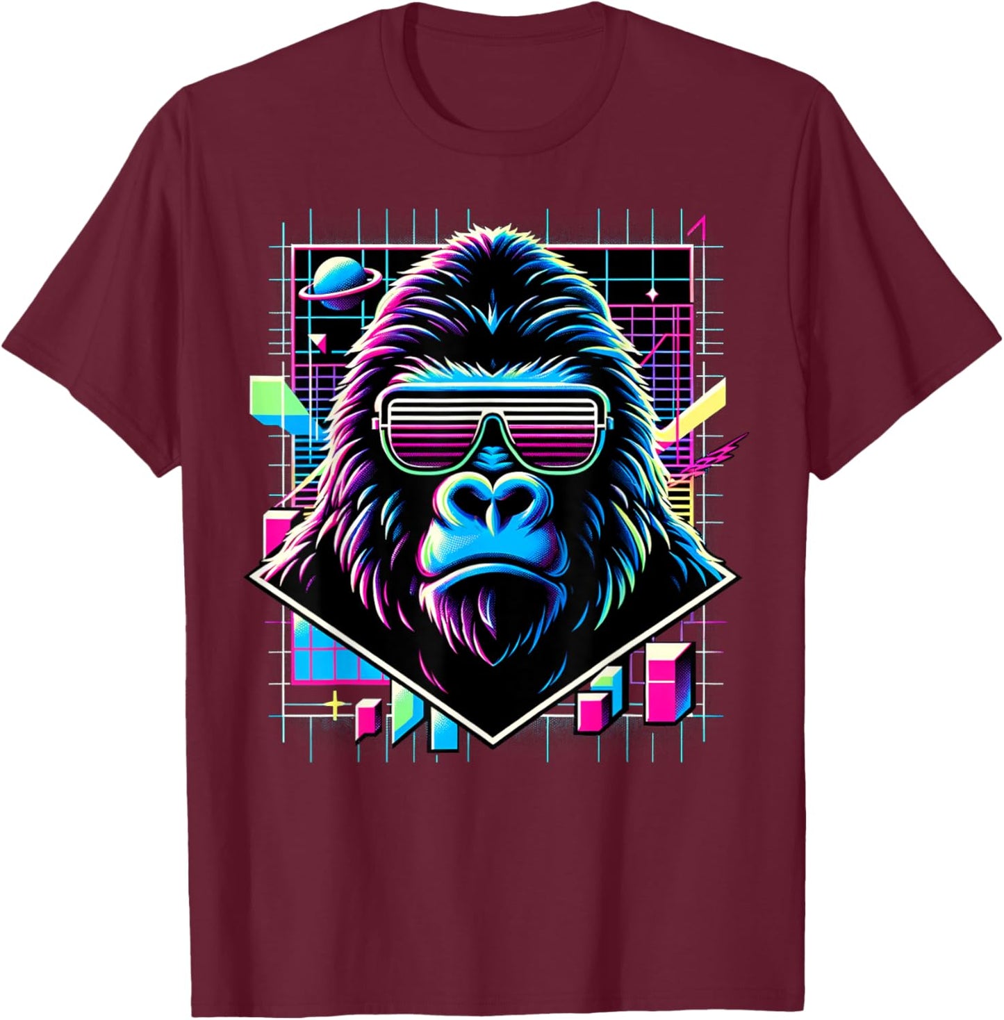 and Kids Vintage Retro Gorilla Lover T-Shirt - T-Shirt | Maroon