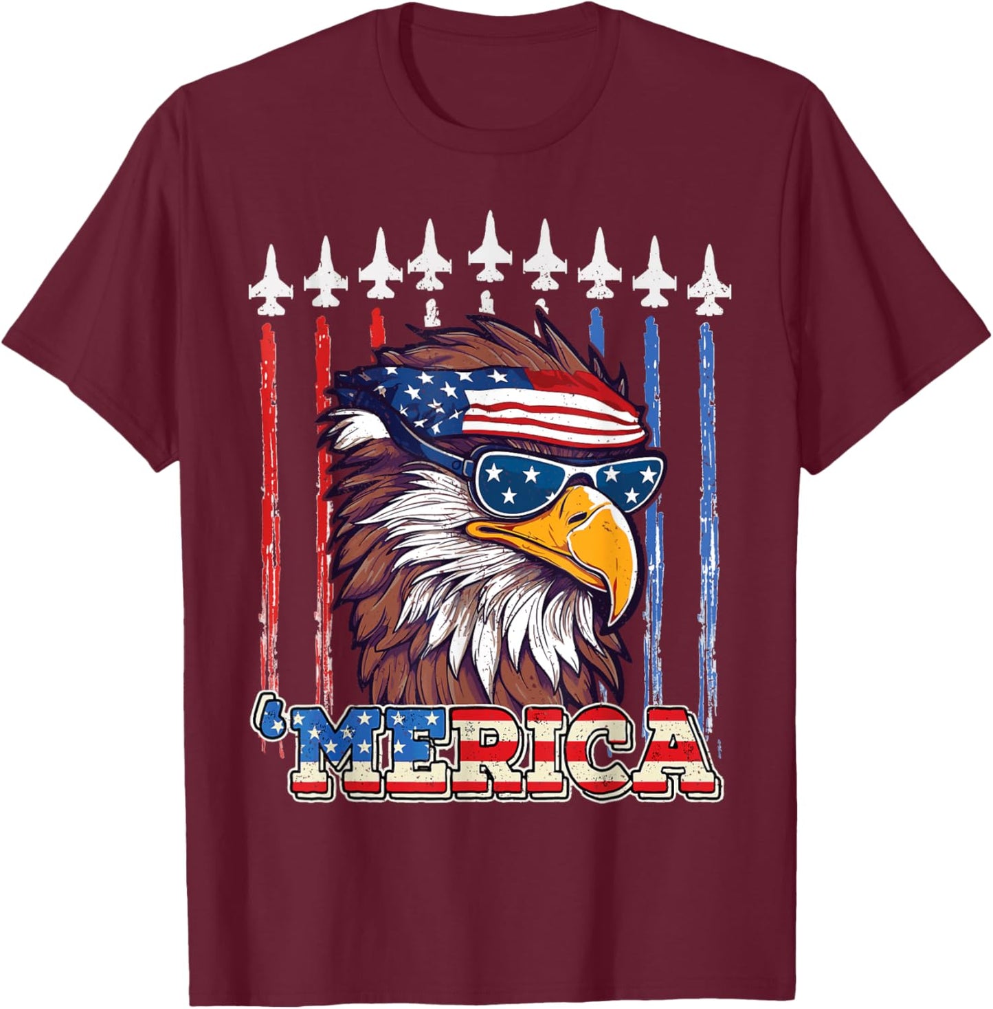 Merica Patriotic Eagle USA flag 4th of july Eagle mullet T-Shirt - T-Shirt | Maroon