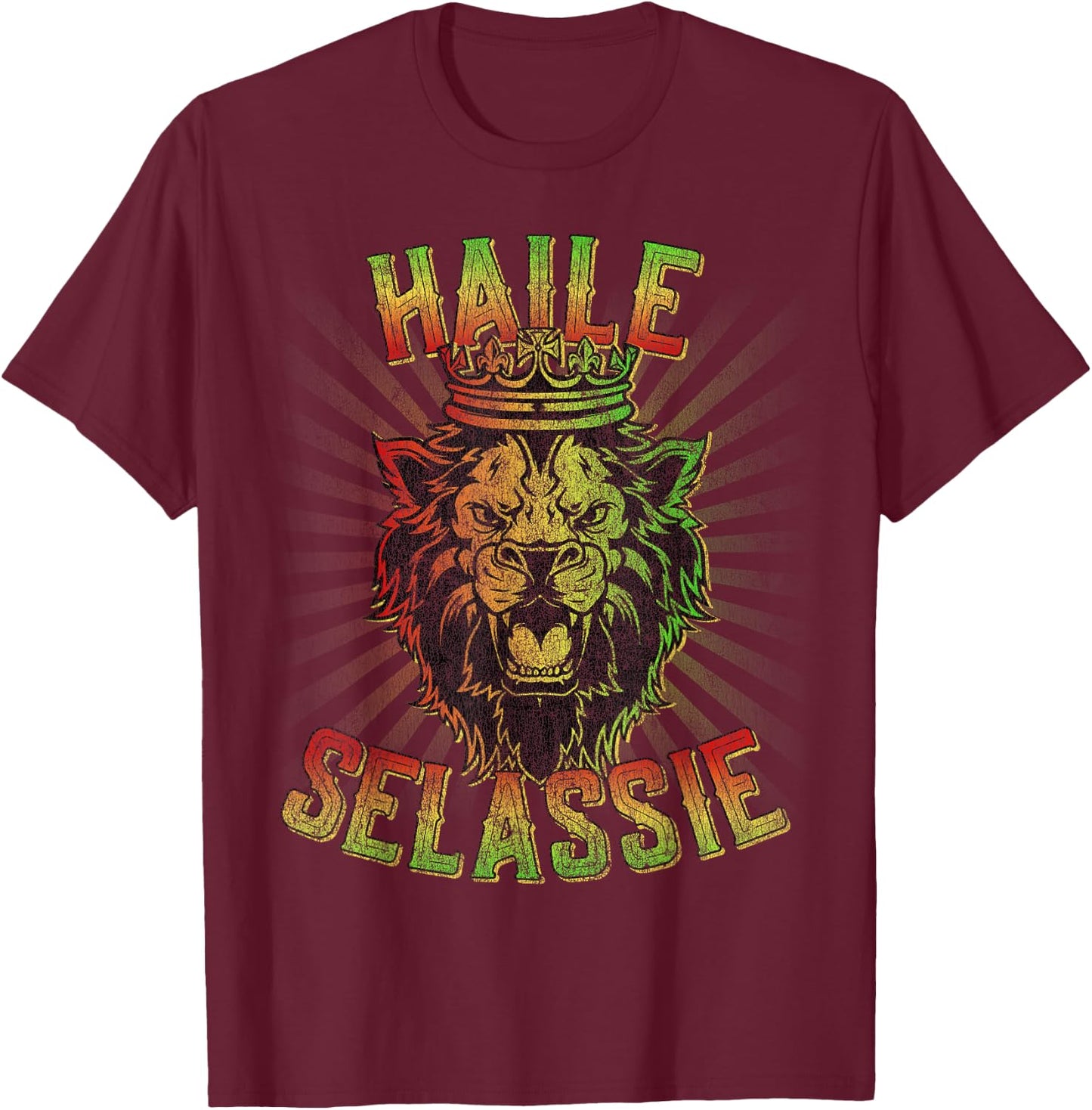 Haile Selassie Jah Lion of Judah T-Shirt - T-Shirt | Maroon