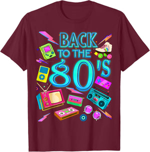 Men's Women's Kids Vintage Retro Back To 80's Graphic Design T-Shirt - T-Shirt | Maroon