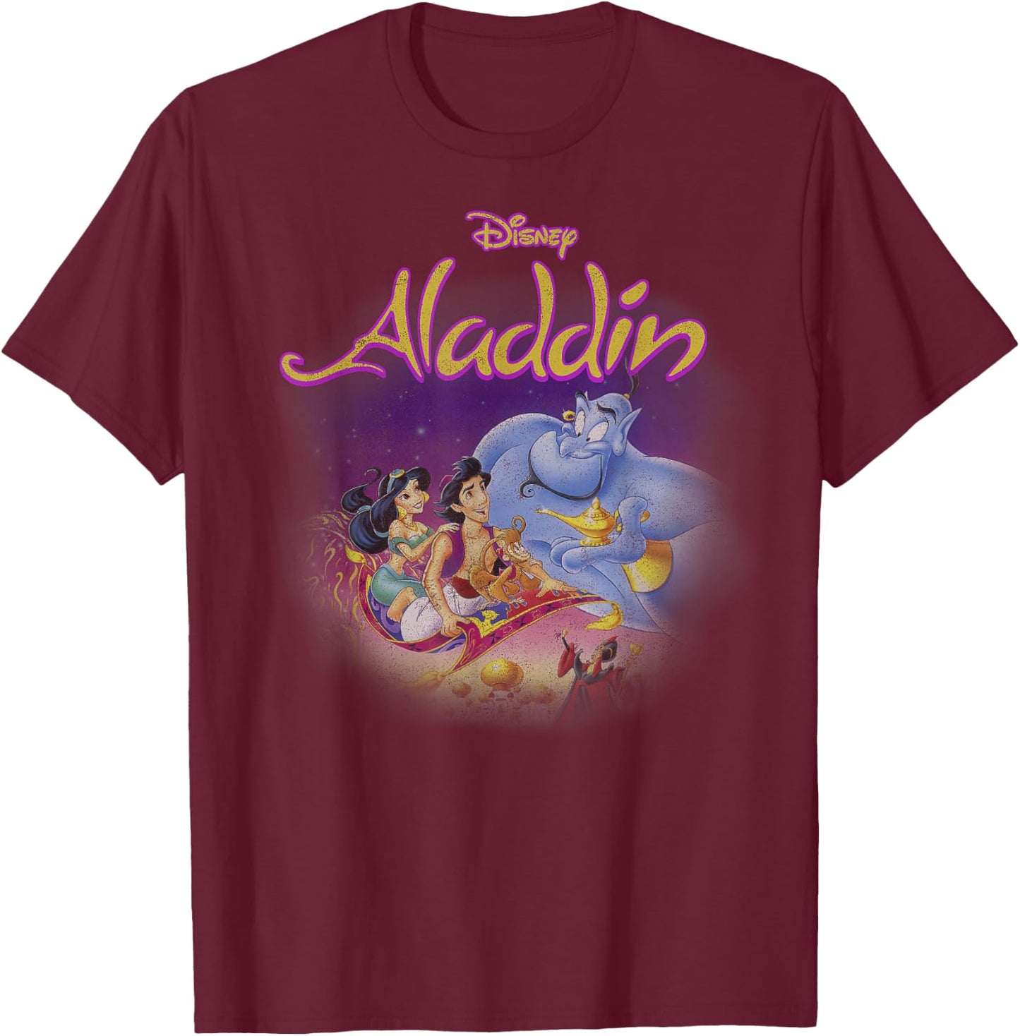 Disney Aladdin Magic Carpet Movie Cast Small T-Shirt - T-Shirt | Maroon