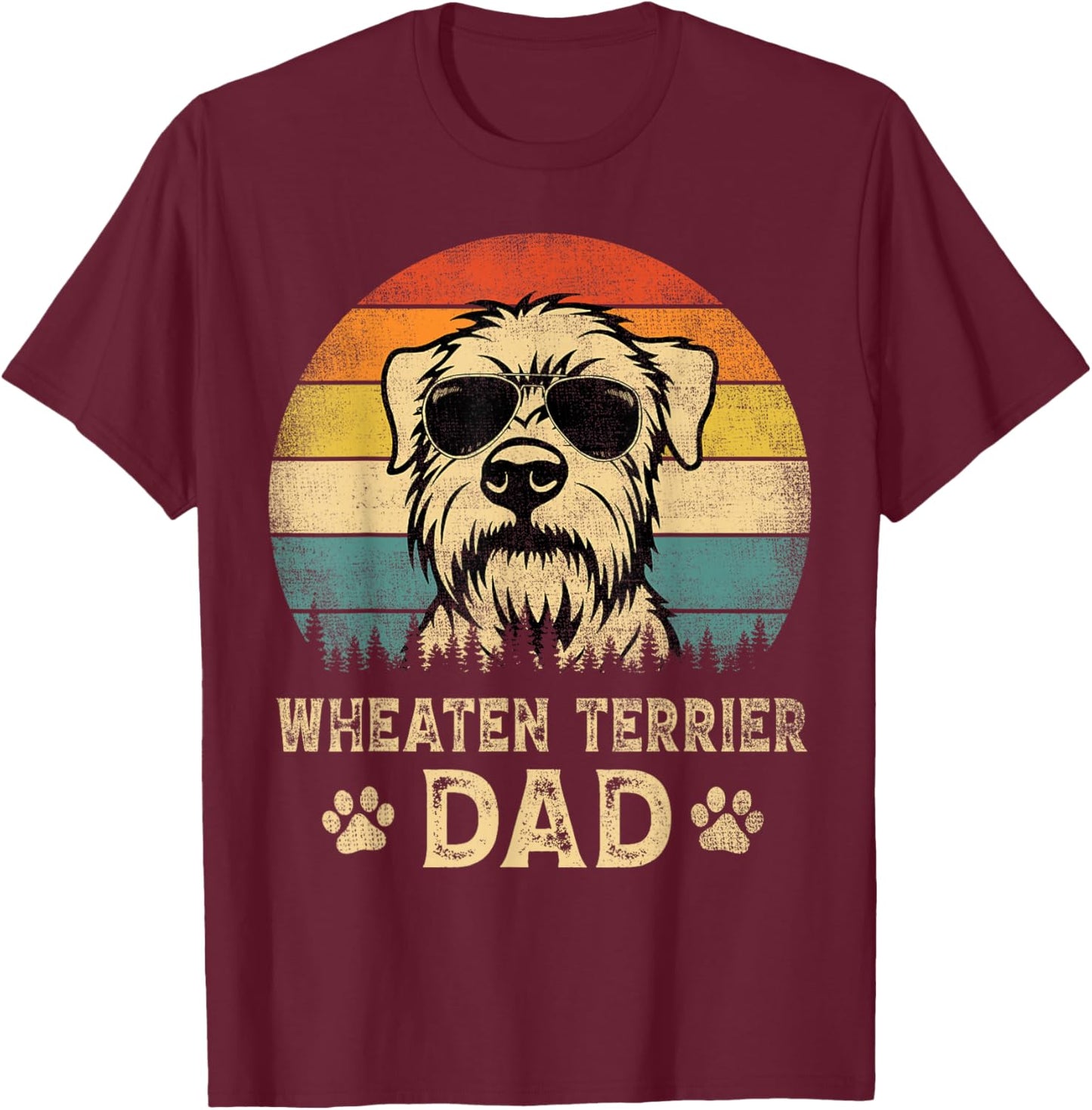 Vintage Wheaten Terrier Dad Dog Lovers Father's Day T-Shirt - T-Shirt | Maroon