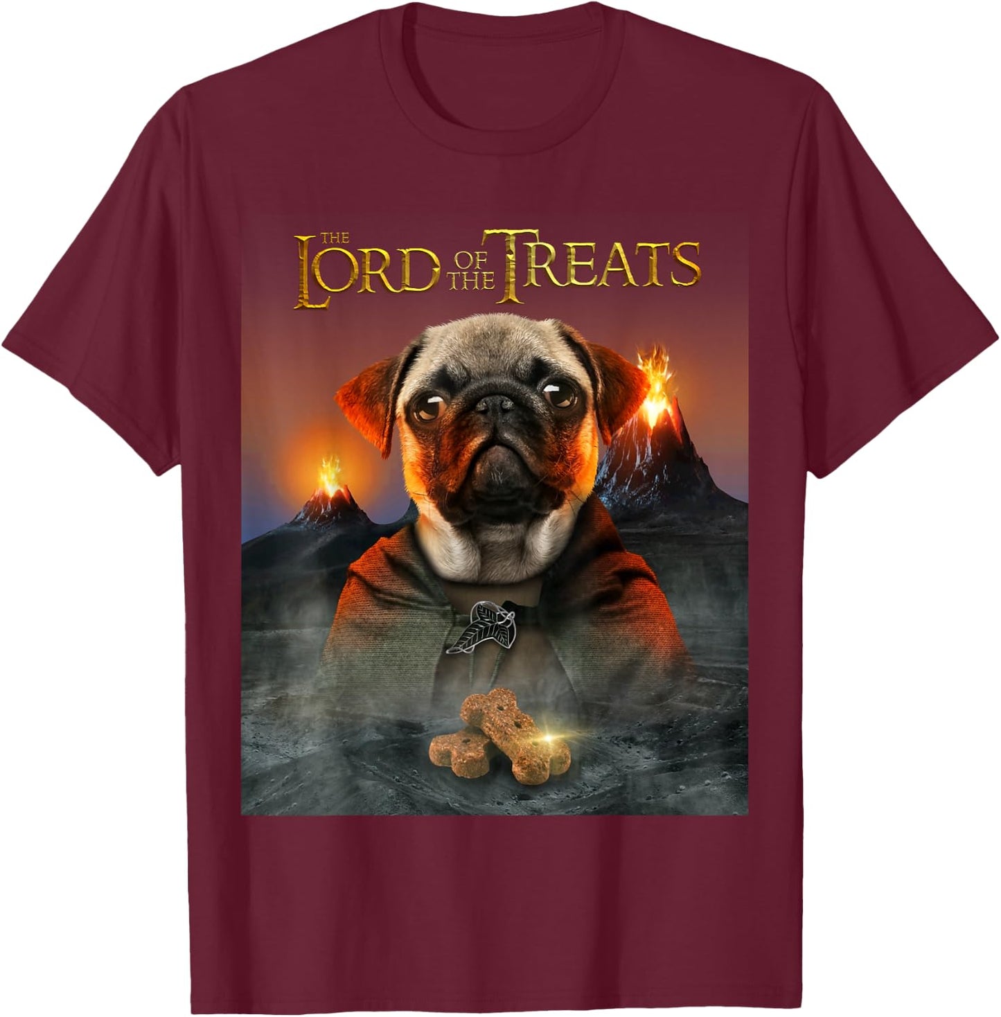 LORD OF THE TREATS - Funny & Cute Pug Puppy T-Shirt - T-Shirt | Maroon