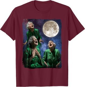 Grandma Howling At Moon Three Granny Moon T-Shirt - T-Shirt | Maroon