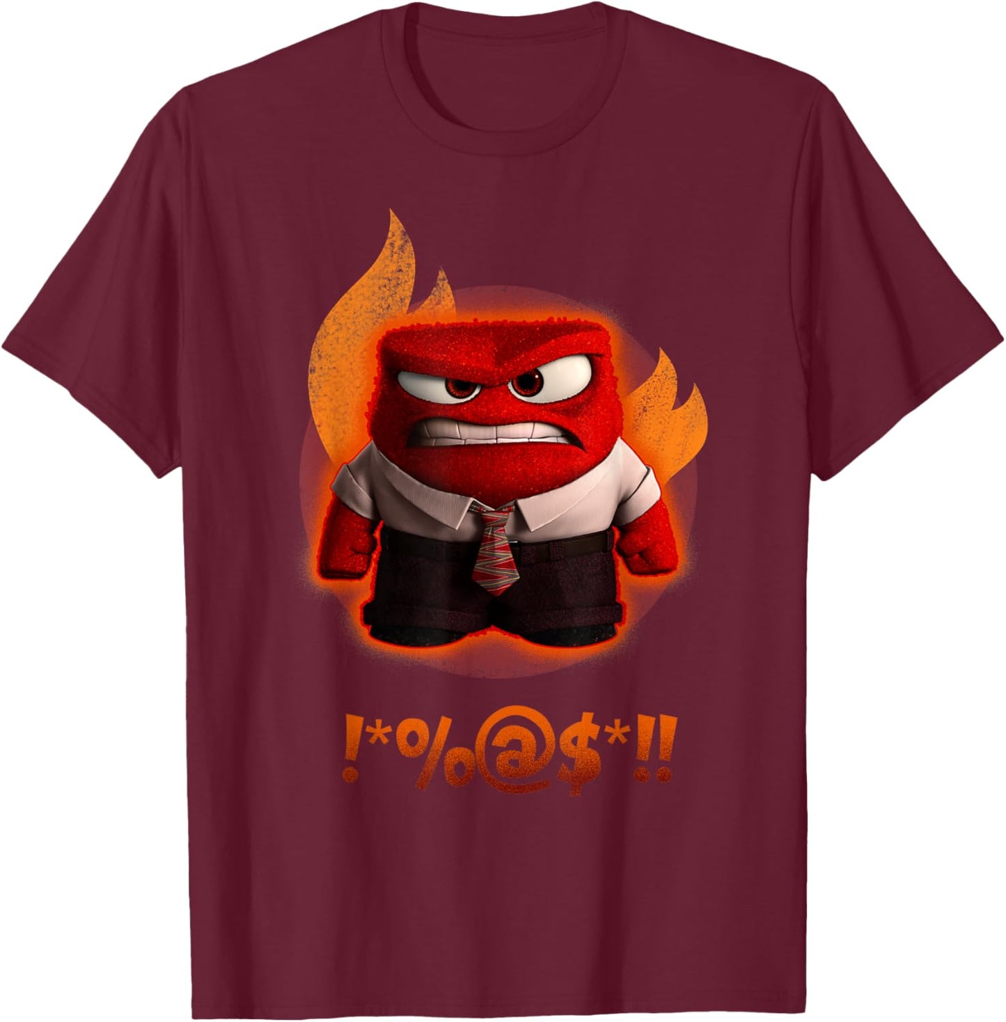 Disney Pixar Inside Out Anger Shouting Curses Fiery Shot T-Shirt - T-Shirt | Maroon