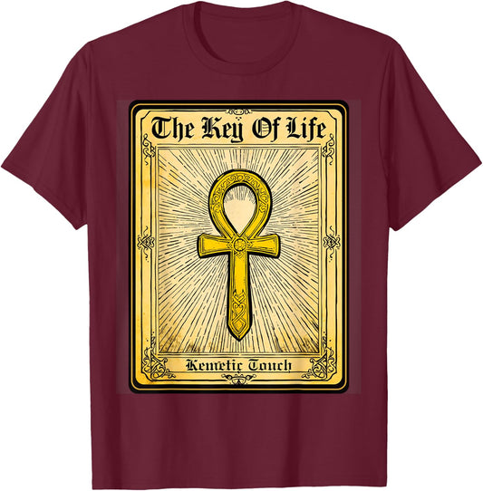 Ancient Egyptian Sacred Key of Life Kemetic Ankh T-Shirt - T-Shirt | Maroon