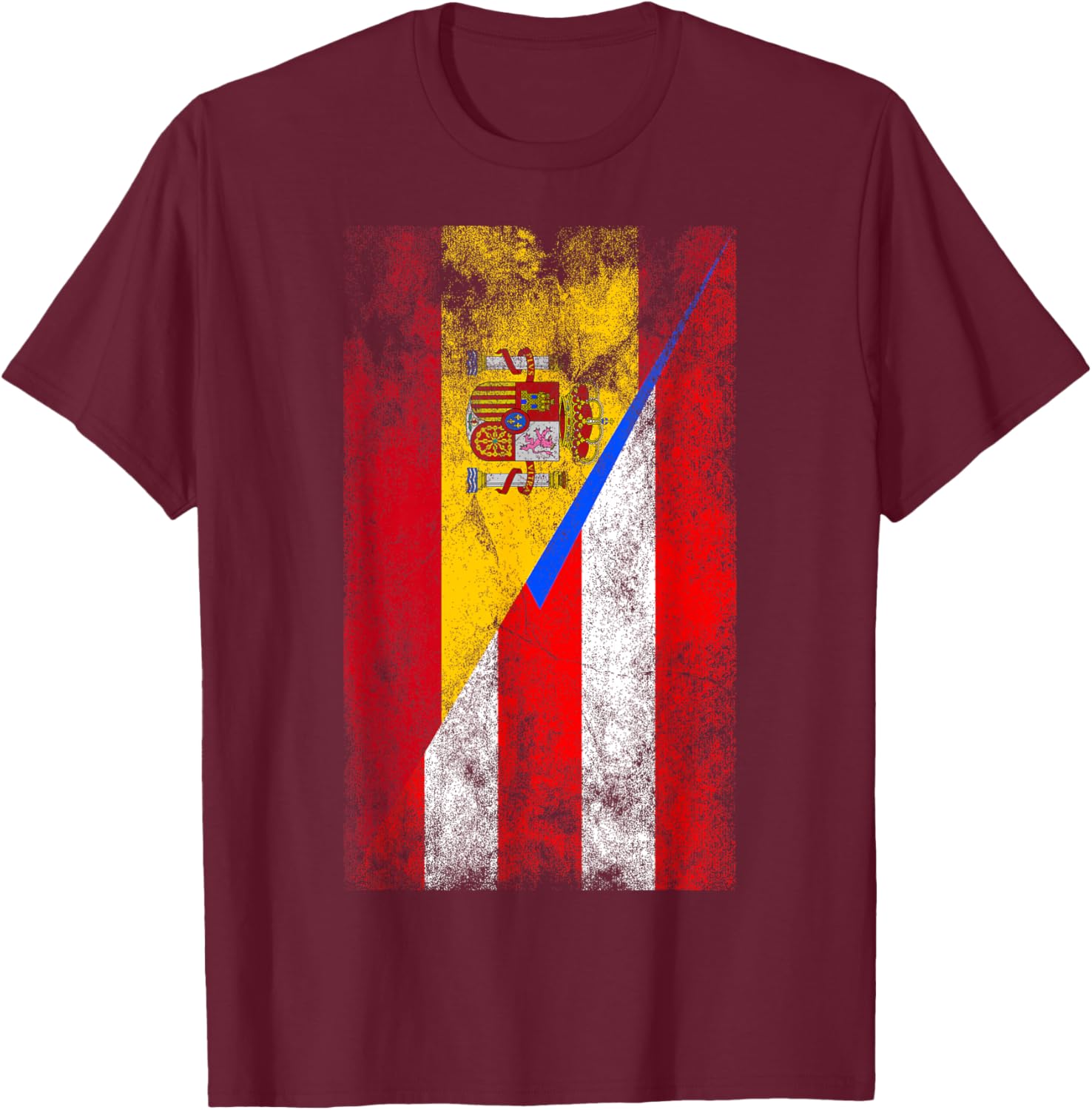 Spain & Puerto Rico Flags - Spanish Puerto Rican T-Shirt - T-Shirt | Maroon