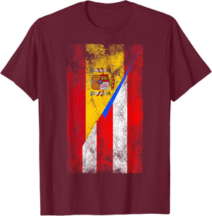 Spain & Puerto Rico Flags - Spanish Puerto Rican T-Shirt - T-Shirt | Maroon