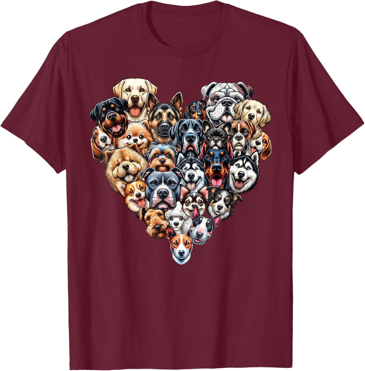 Types Of Dogs Breeds Chart Educational Canine Enthusiast T-Shirt - T-Shirt | Maroon