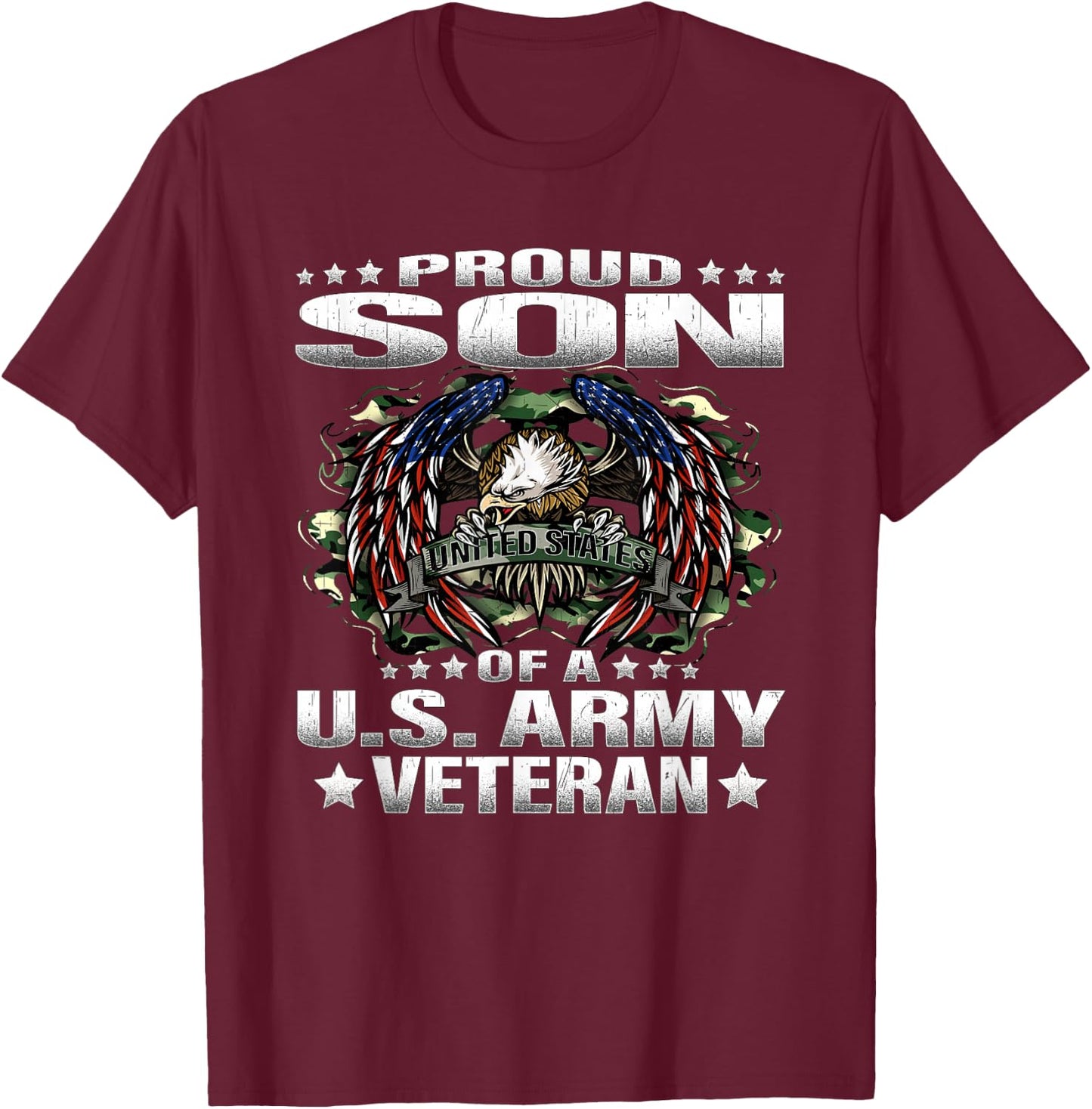 Proud Son Of A US Army Veteran Military Vet's Child T-Shirt - T-Shirt | Maroon