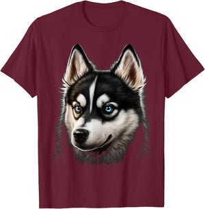 Cute Siberian Husky Dog on Siberian Husky Lover Women Kids T-Shirt - T-Shirt | Maroon