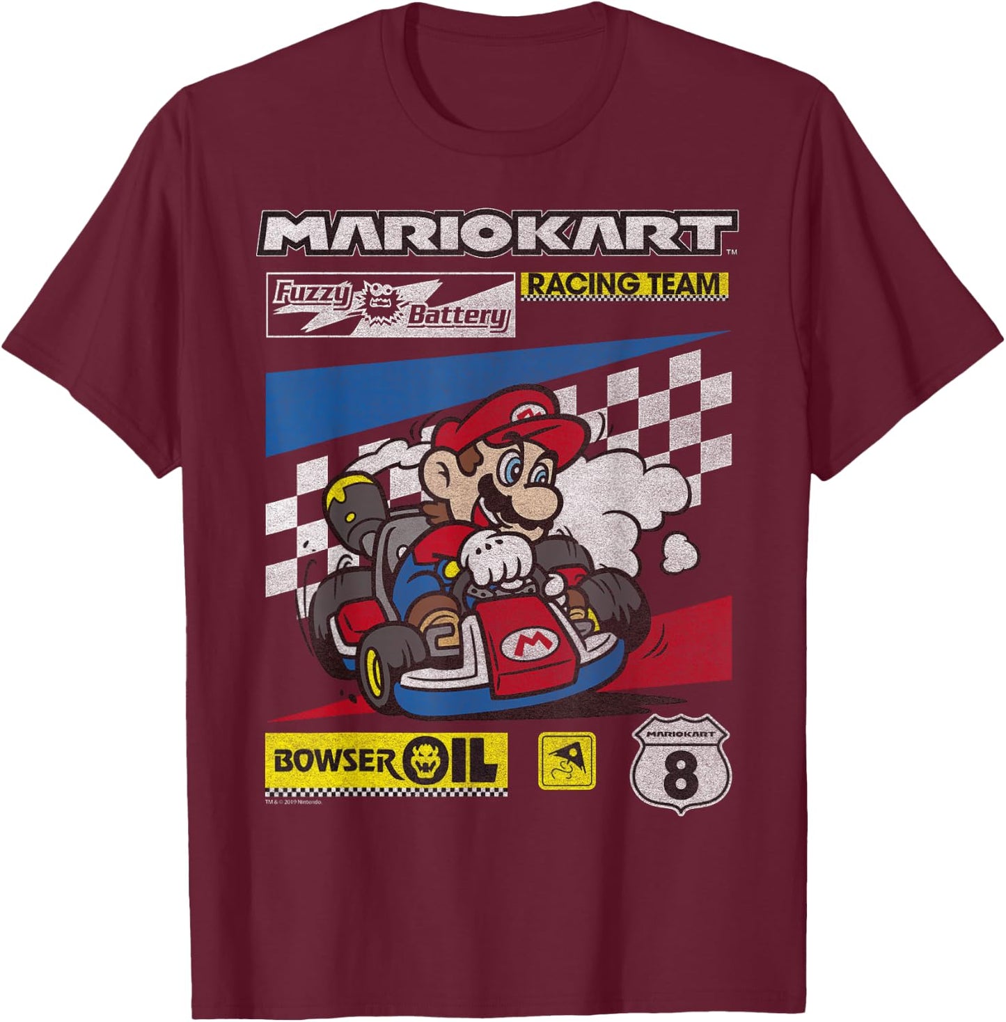 Mario Kart Racing Team Drifting Bold Poster T-Shirt - T-Shirt | Maroon